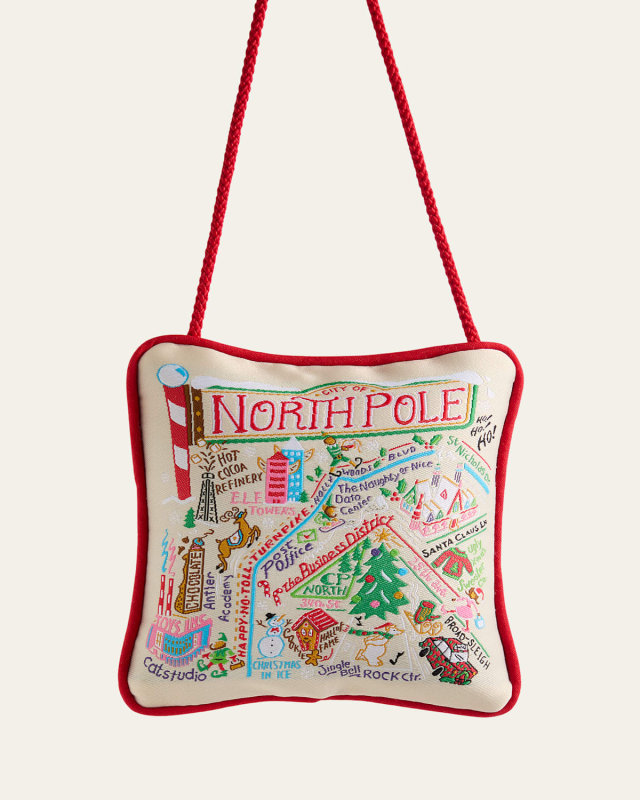North Pole City Mini Pillow Christmas Ornament